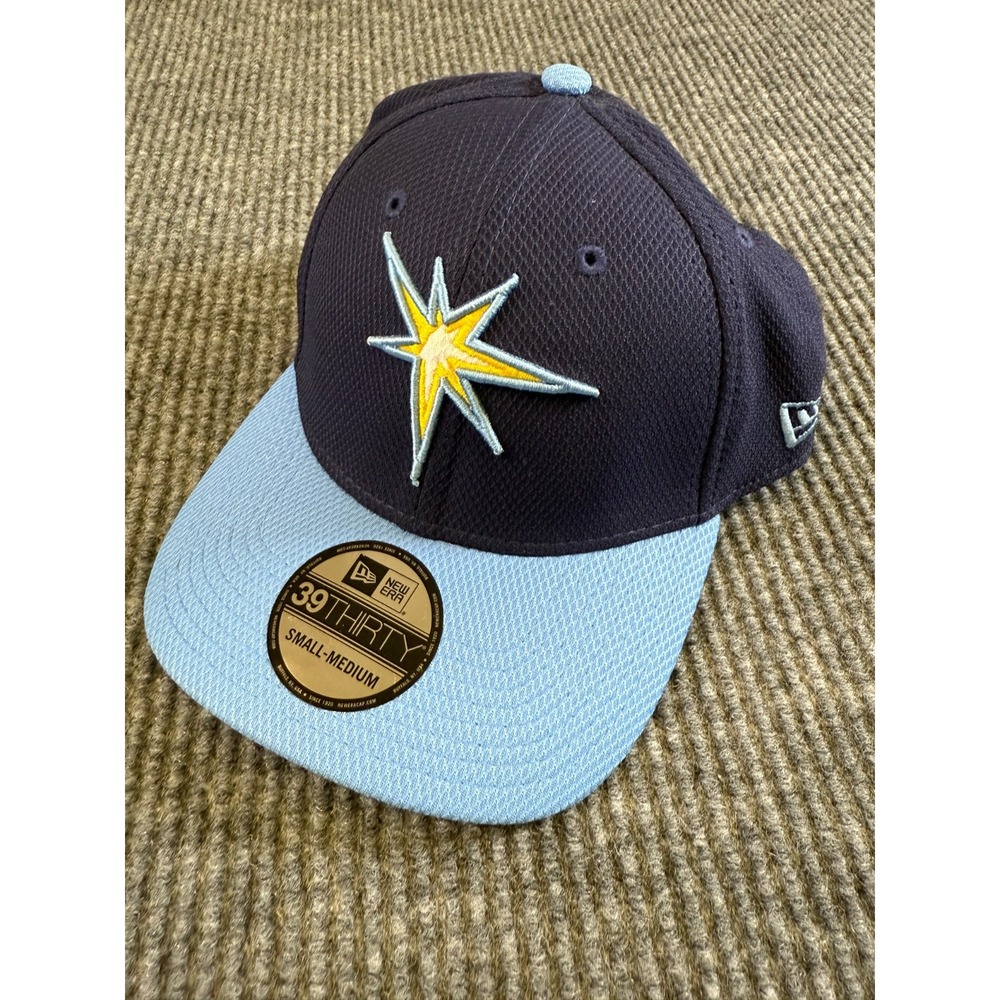Tampa Bay Rays New Era 39THIRTY Stretch Fit Cap S/M MLB Navy Powder Blue Sm-Med
